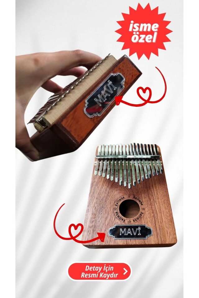 İsme Özel 17 Tuşlu Maun Kalimba Çekiç Ve Kılıf Kalimba Metodu (ÜZERİNE ISİM YAZDIRABİLİRSİNİZ)