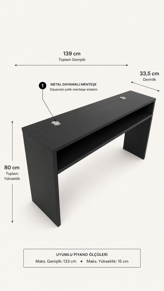 CDP-S110 / CDP-S360 / PX-S1100 Uyumlu Kapaklı Dijital Piyano Sehpası — Siyah / Beyaz