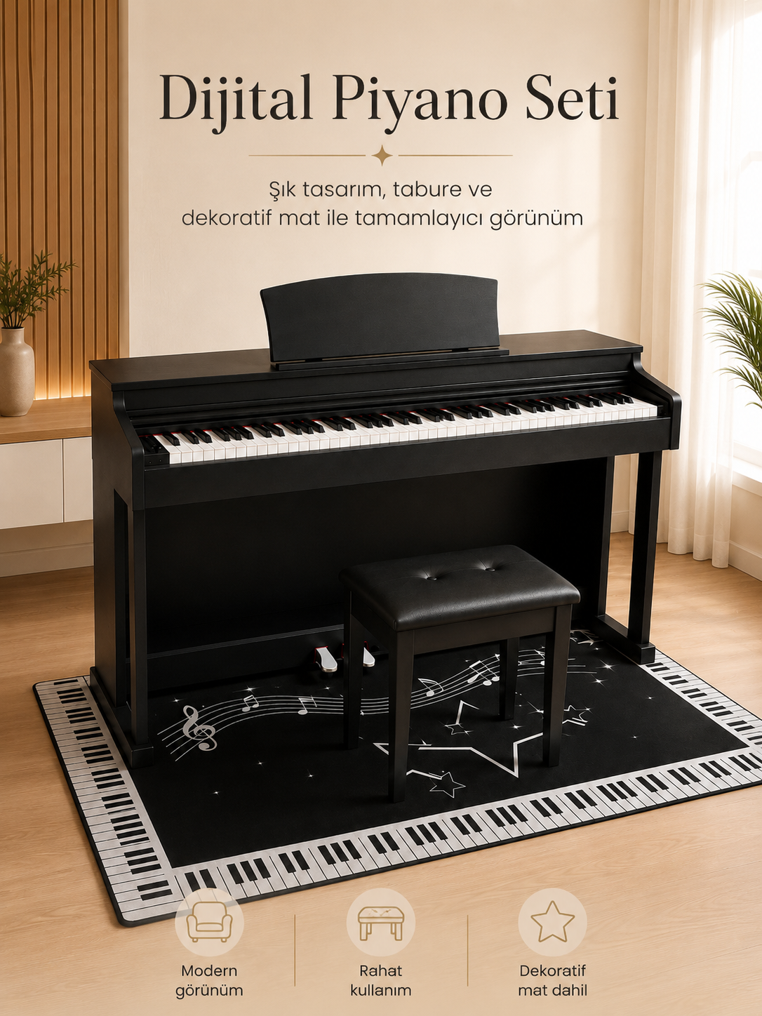 Lucetta 4408 - 88 Tuşlu Dijital Piyano ve Tabure