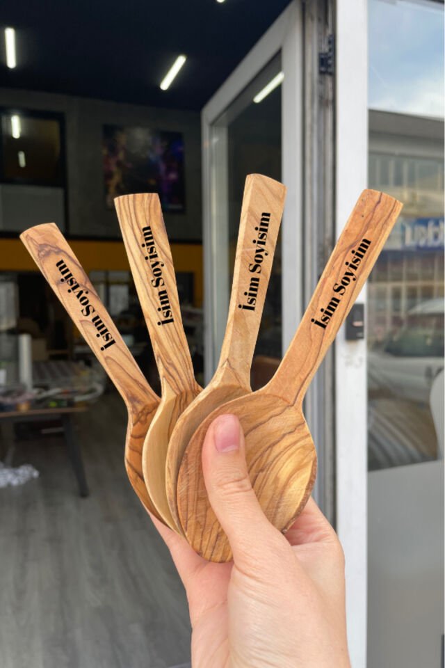 Ankara Zeytin Oyun Kaşığı Takımı-İsme Özel (Şimşir Kaşık Kalitesinde)