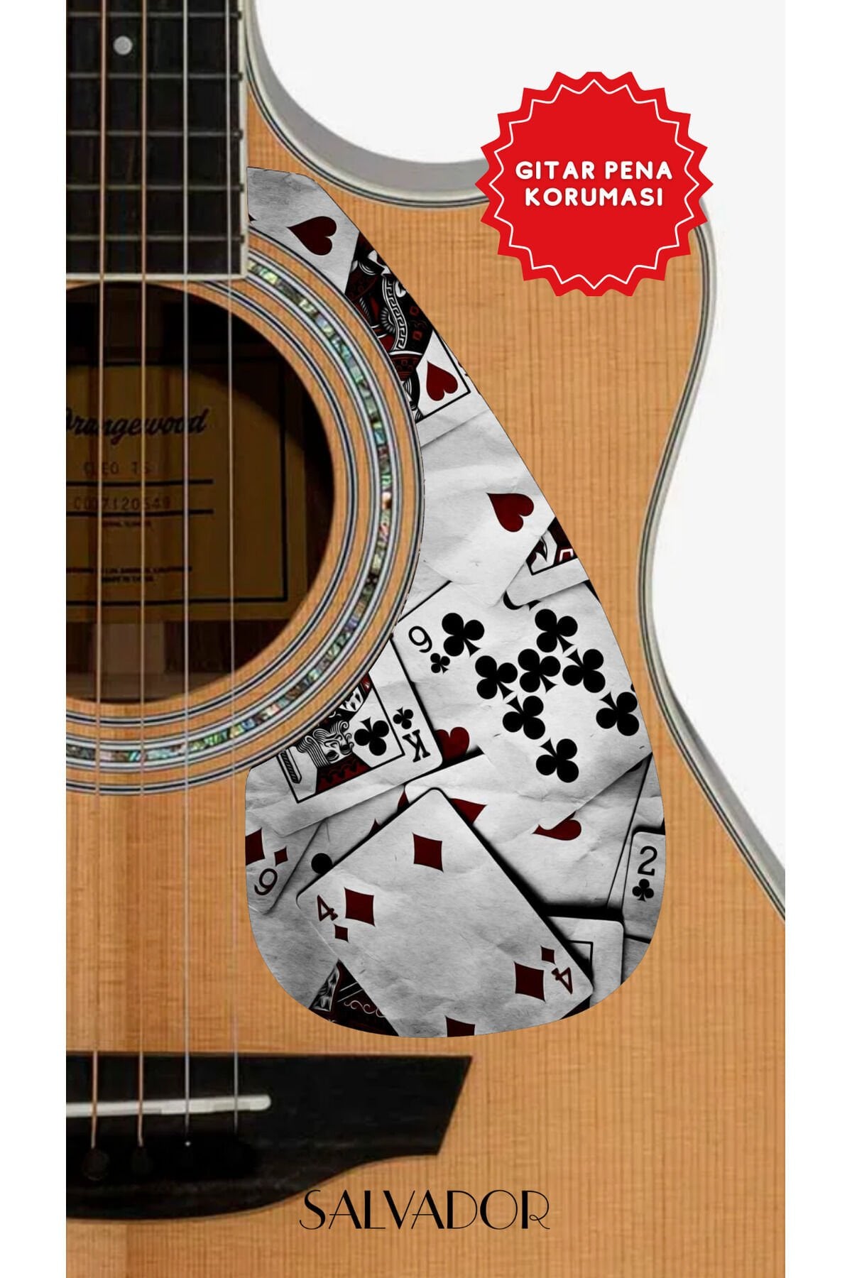 Pickguard Akustik Gitar Kendinden Yapışkanlı (Pena Korumalığı) Poker