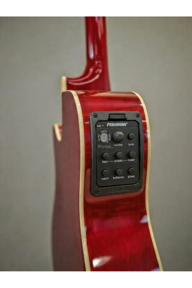 YNK2003 CEQ Elektro Klasik Gitar Kesik Kasa Cutaway Sap Ayarlı Pedli Kılıf Hediye Bordo