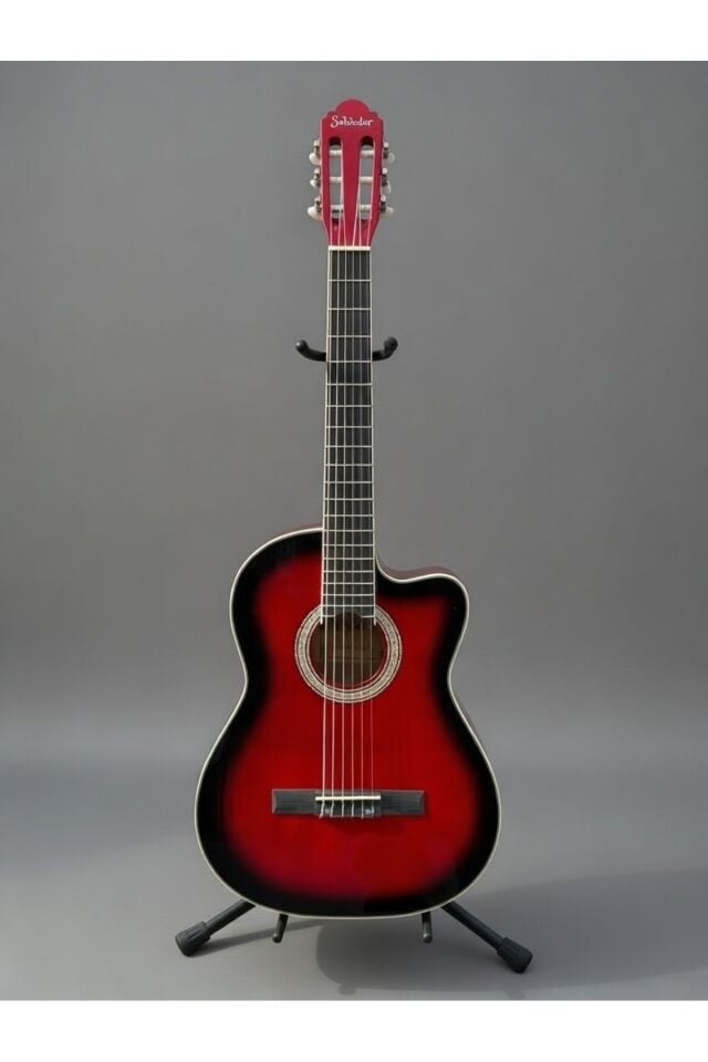 YNK2003 CEQ Elektro Klasik Gitar Kesik Kasa Cutaway Sap Ayarlı Pedli Kılıf Hediye Bordo