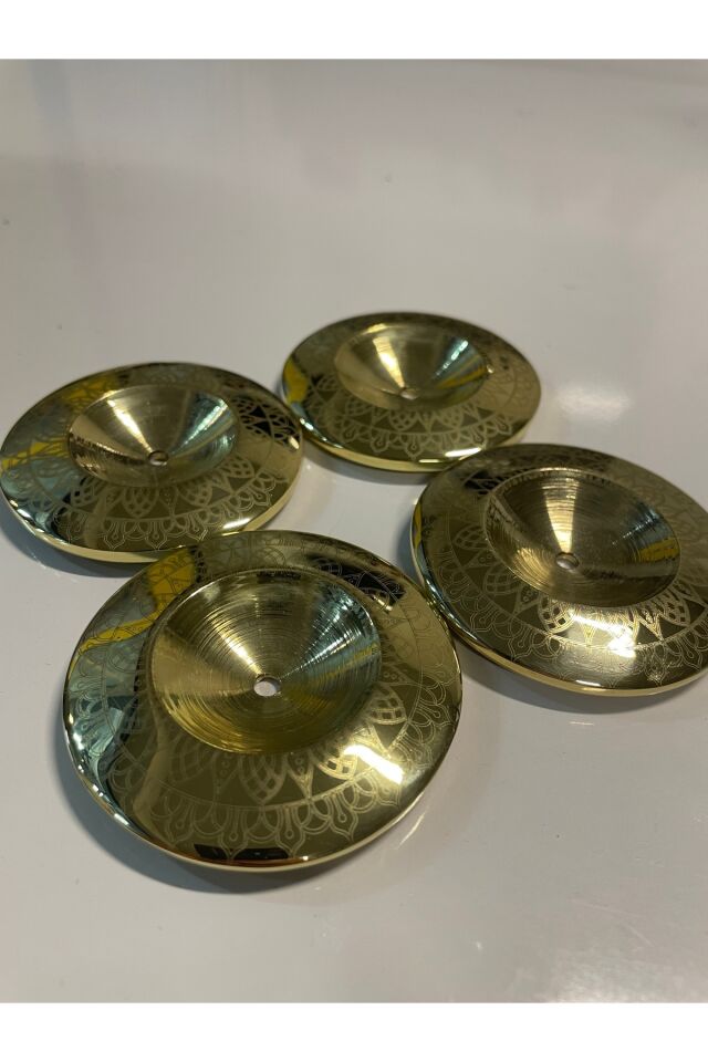 Premium İşlemeli Oryantal Parmak Zil Pirinç Döküm 480gr (Lastik Dahil , Büyük Boy ) Sarı