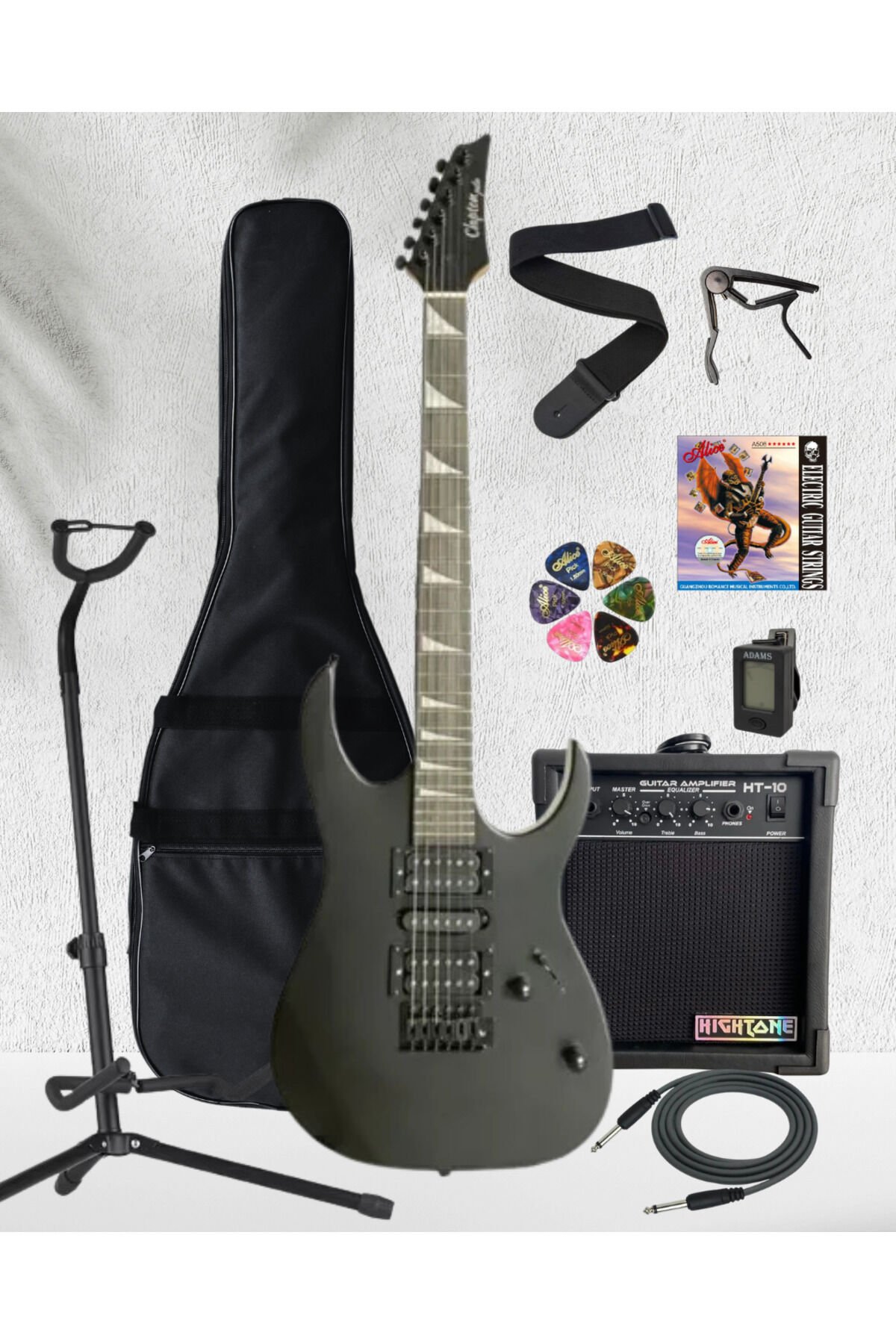 Eg-010 HSH Elektro Gitar Amfi FULL SET Gri
