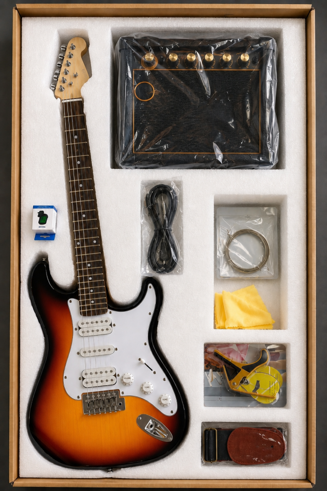 Salvador DML260 HSH Elektro Gitar Seti Amfi Kılıf Kapo Tel Askı Akort Dahil