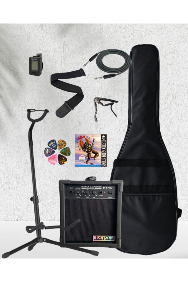 HSS Elektro Gitar Amfi Kulaklık FULL SET Siyah
