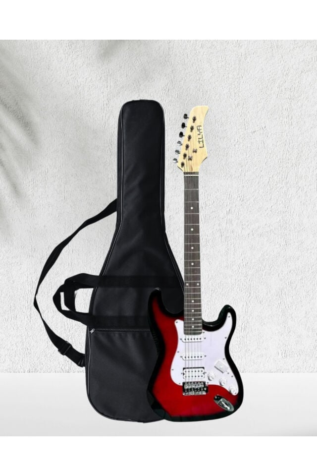 HSS Elektro Gitar Amfi Kulaklık FULL SET Kırmızı