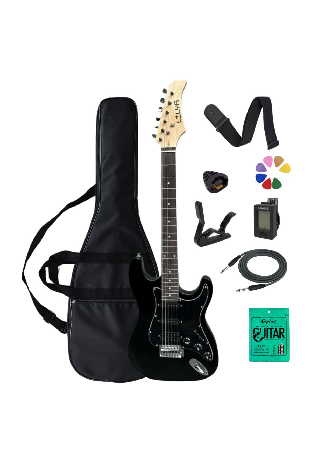 Elektro Gitar Full Set Siyah