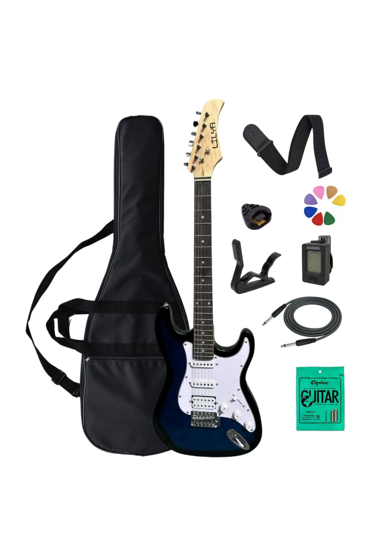 Elektro Gitar Full Set Mavi