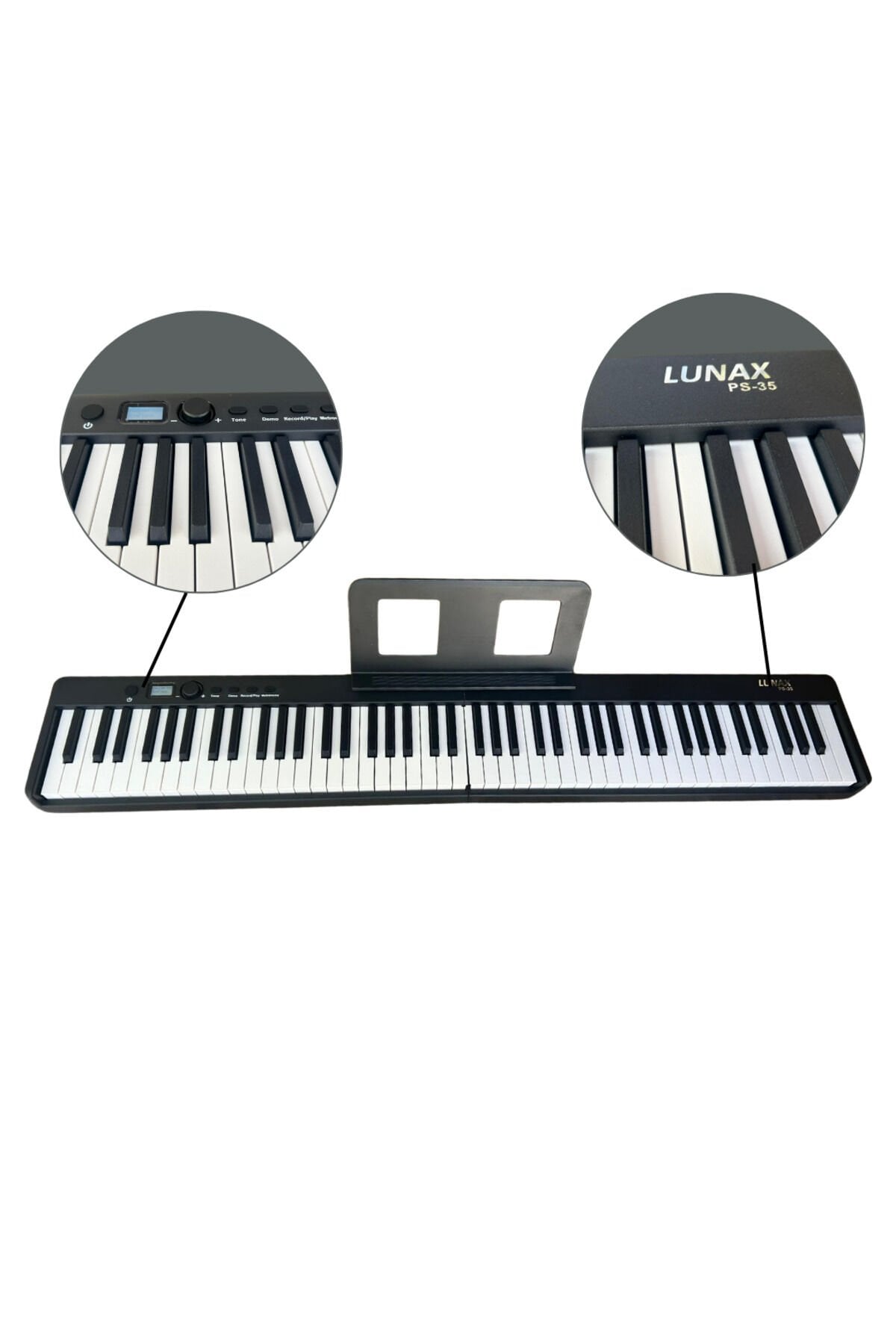 LUNAX PS-35 Katlanabilir Dijital Piyano 88 Tuş Siyah Siyah