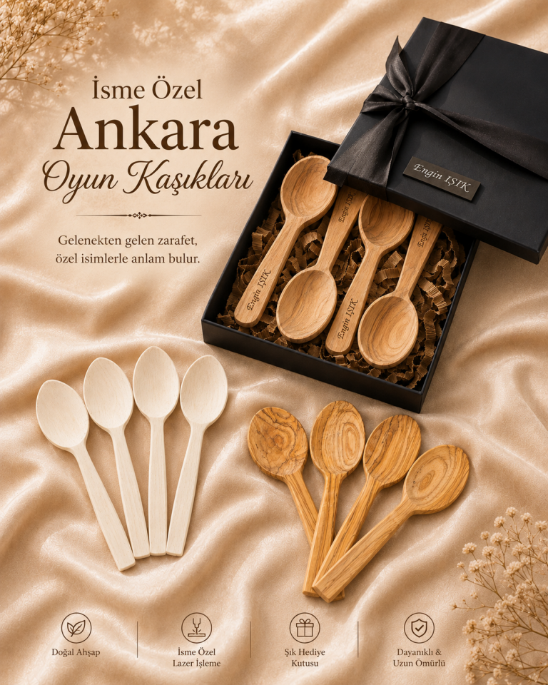 Ankara Oyun Kaşığı İsme Özel 4'lü Set