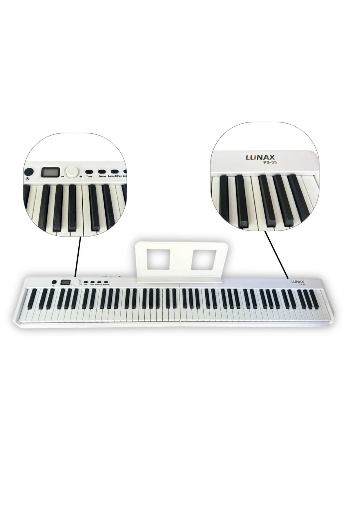 LUNAX PS-35 Katlanabilir Dijital Piyano 88 Tuş Beyaz Beyaz