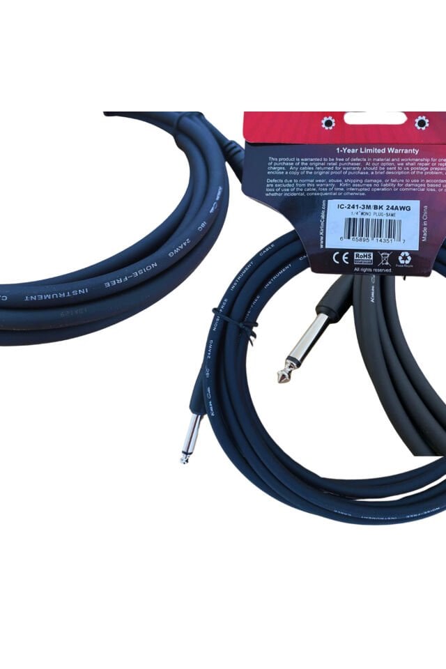 Kirlin IC 241 Gitar Kablosu 6.3 mm. mono (SİYAH)