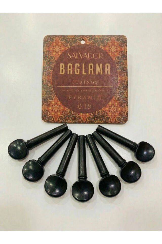 Nokta Sedefli Abanoz Bağlama Saz Burgu Takımı (7 Adet) 0.18 Bağlama Teli