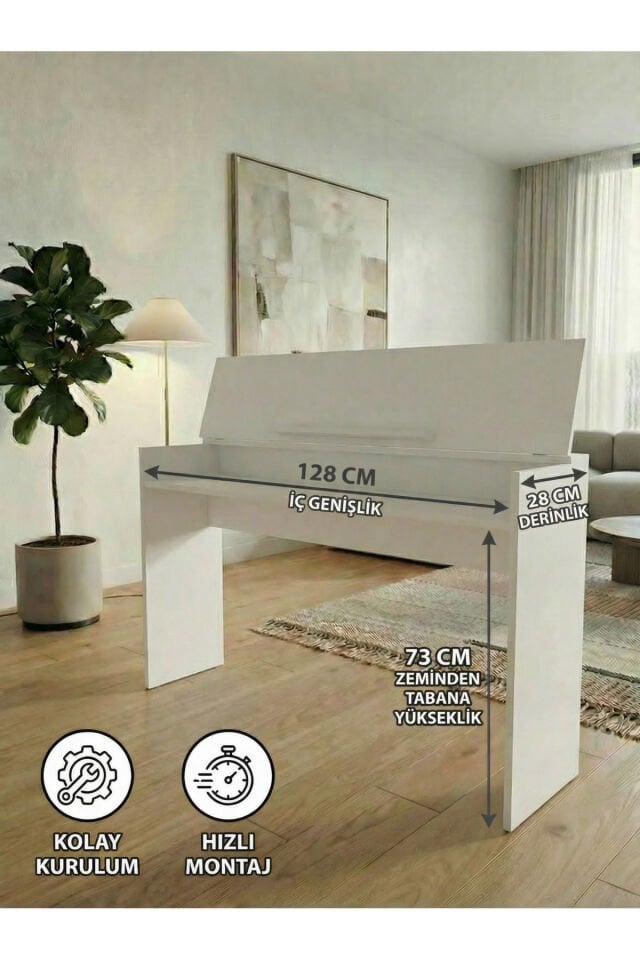 Montavo Kapaklı Piyano Sehpası Beyaz (PS-35 / PLX-80WH / JDP-8830 Uyumlu)