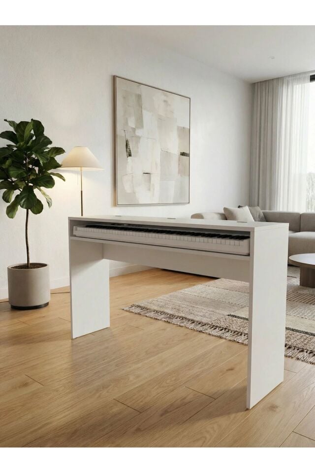 Montavo Kapaklı Piyano Sehpası Beyaz (PS-35 / PLX-80WH / JDP-8830 Uyumlu)