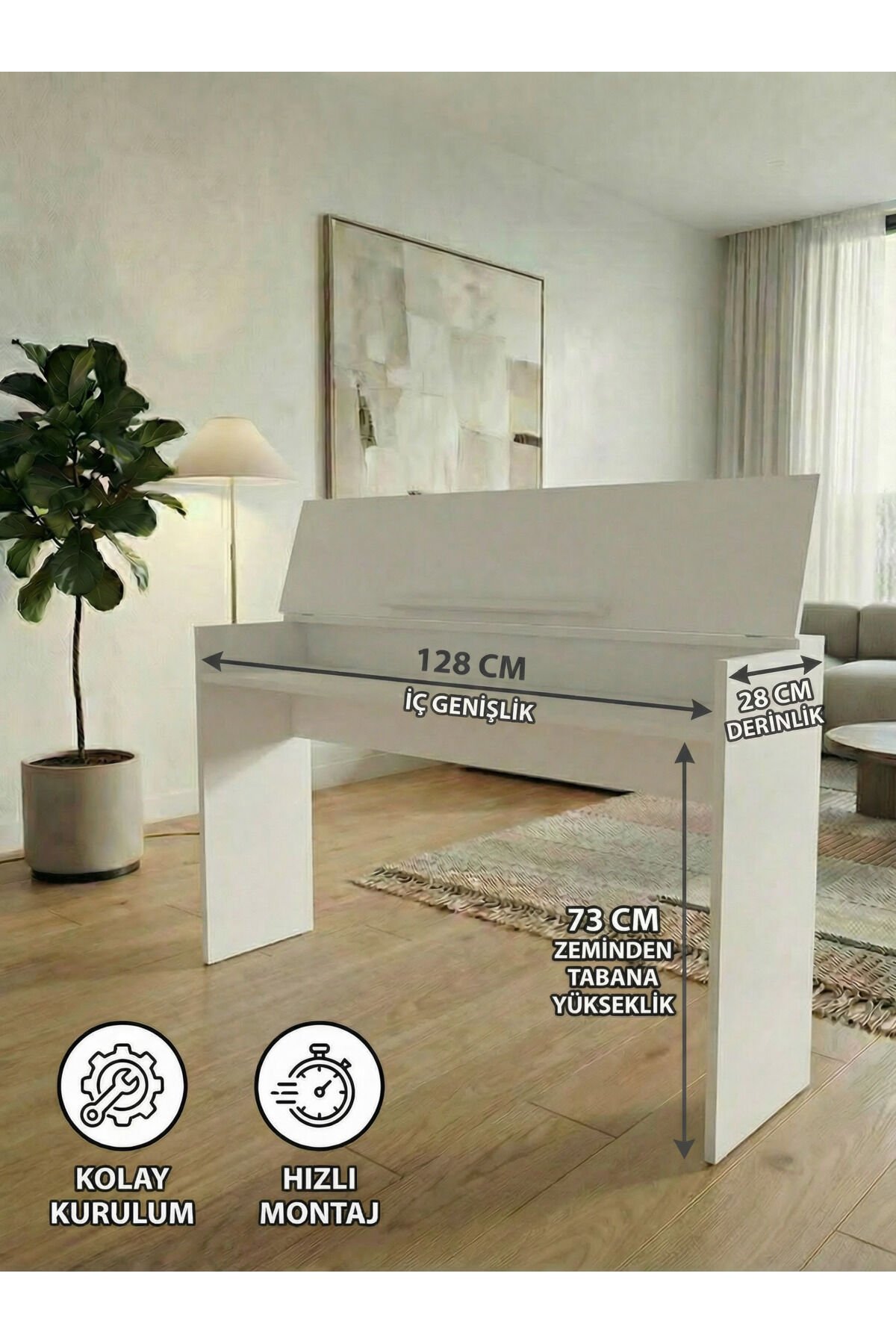 Montavo Kapaklı Piyano Sehpası Beyaz (PS-35 / PLX-80WH / JDP-8830 Uyumlu) beyaz