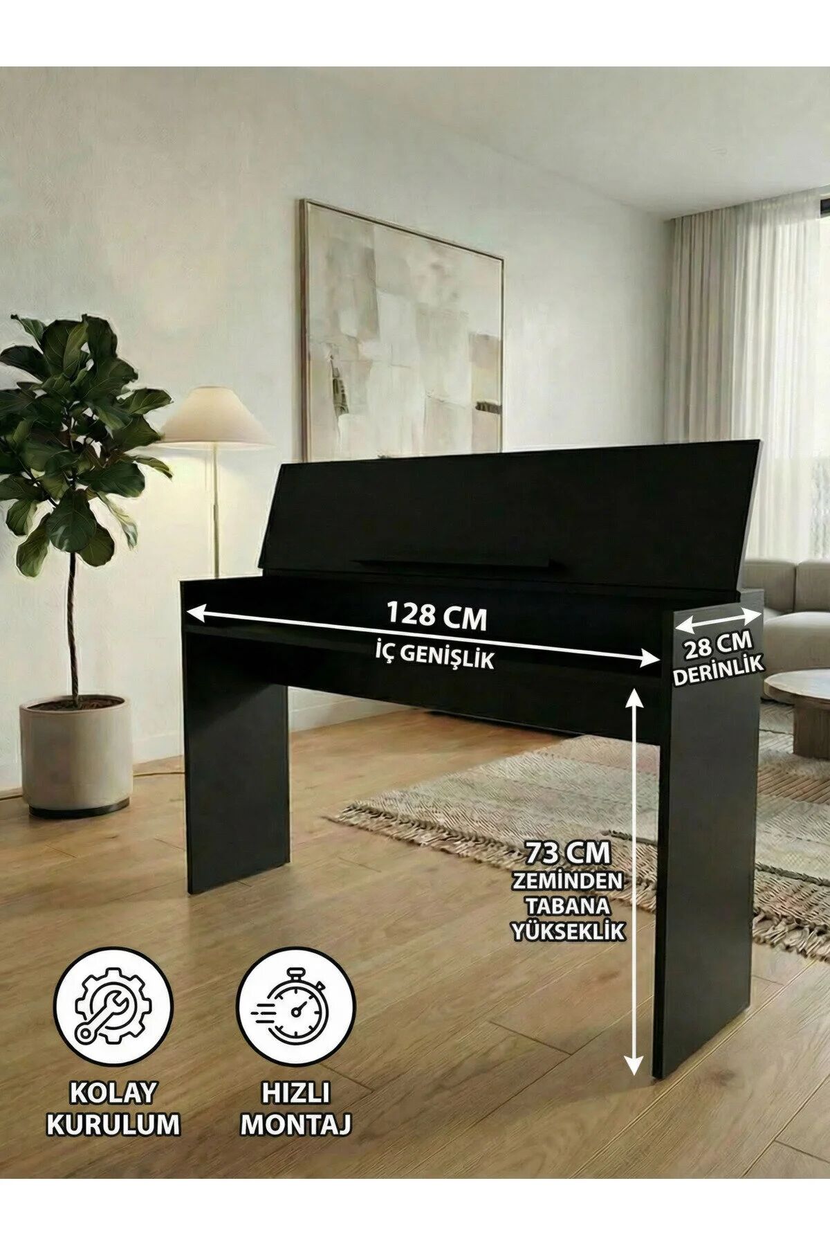 Montavo Kapaklı Piyano Sehpası Beyaz – PS-35, PLX-80WH, JDP-8830 Uyumlu siyah